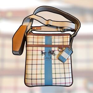Coach Heritage Tattersall Plaid Crossbody Bag EUC